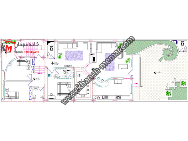 نقشه کشی ساختمان|پلان ویلایی مدرن سه طبقه Residential building map design
