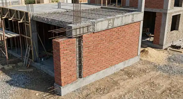جزئیات اجرایی دیوار بنایی محصور شده با ستون‌های بتنی 