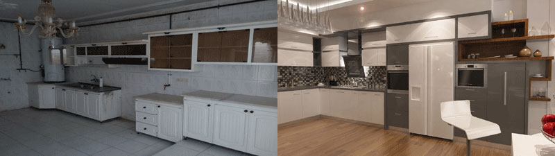 بازسازی خانه قدیمی قبل و بعد از طراحی آشپزخانه