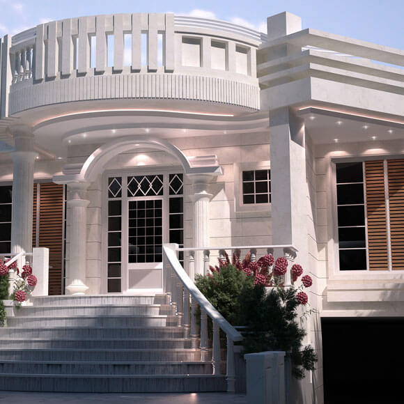 نمای ساختمان سه خواب انواع پله حیاط  برای نمای سبک نئوکلاسیک