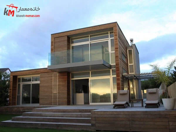 طراحی نمای ساختمان با شیشه و ترموود