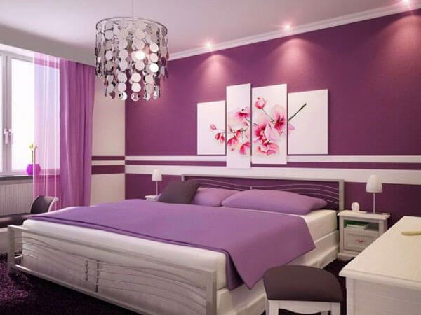 تزیینات اتاق با رنگی بسیار زیبا و دلنشین اتاق خواب  تزئین دیوار اتاق خواب عروس
