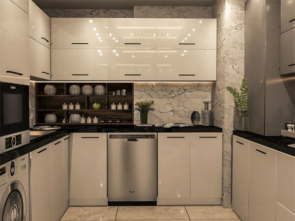 دکوراسیون مدرن آشپزخانه رنگ کابینت در سبک کلاسیک و مدرن