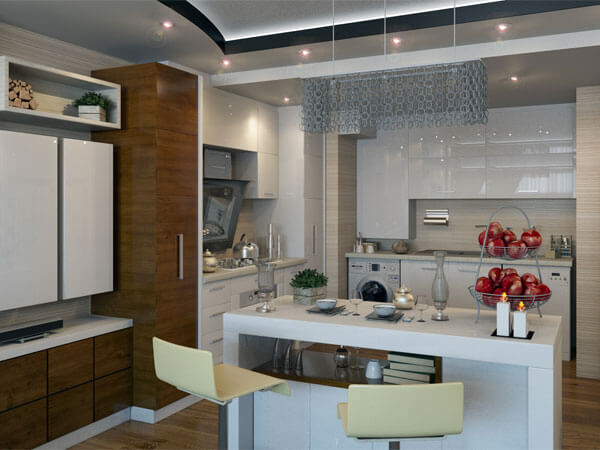 طراحی دکور استفاده از نورپردازی در کابینت آشپزخانه شیک و زیبا