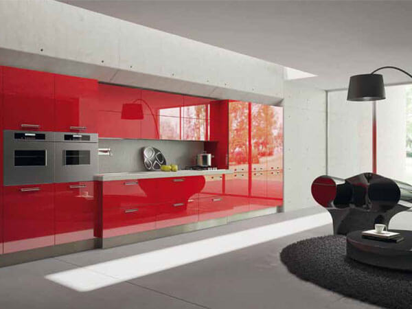 رنگ قرمز در آشپزخانه انواع کابینت آشپزخانه از نظر جنس