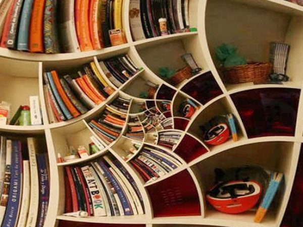 طراحی زیبا و خلاقانه قفسه کتاب استفاده بهینه از فضا