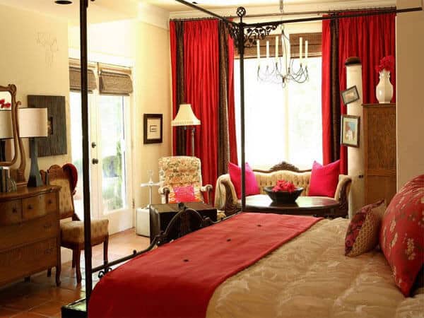 دکور اتاق خواب با ترکیب رنگی قرمز