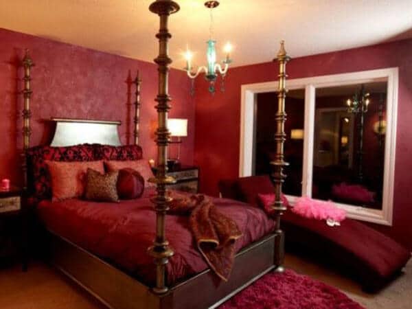 دکور اتاق خواب با رنگ قرمز