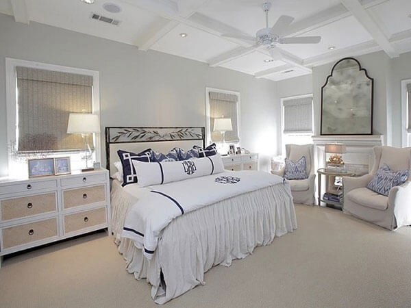 اتاق خواب سفید اما یک ترکیب رنگ فوق العاده !!