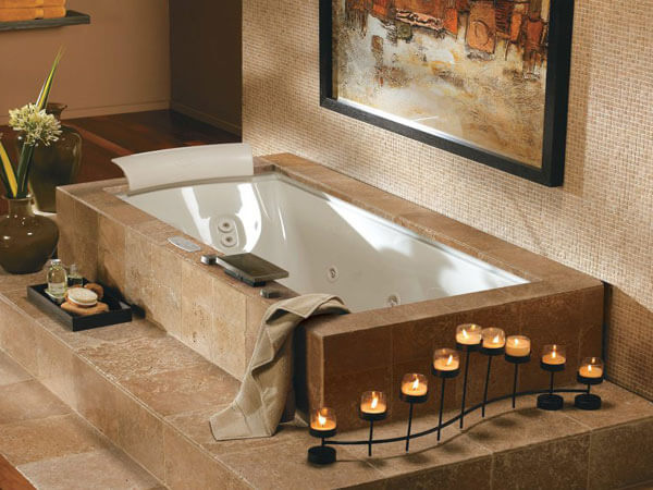 طراحی حمام با وانجکوزی ایجاد نورپردازی مناسب در طراحی وان جکوزی