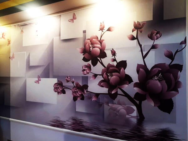 طراحی دیوار پذیرایی طرح های مختلف پوستر دیواری با طرح گلهای زیبا و طراحی سه بعدی