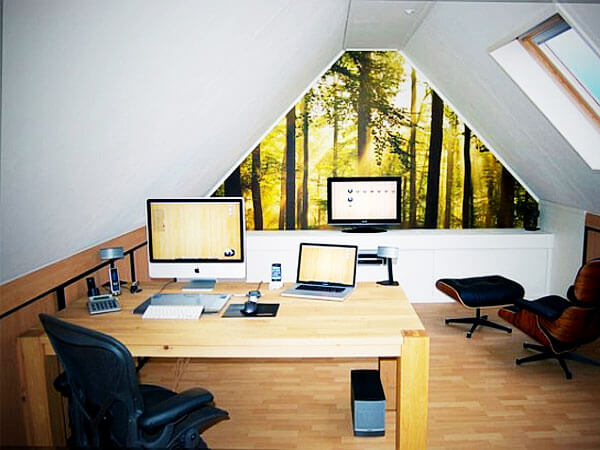 طراحی محل کار مدرن برای کار در منزل در نظر داشتن راحتی مبلمان 