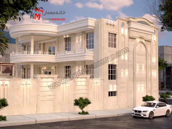 پلان دوبلکس چهار خواب 198 متری عرض 18.02 دو نبش 7 نمای شرقی خانه دو طبقه روی زیر زمین عرض 18.02