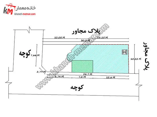 نقشه یک طبقه سه خواب 190 متری دو نبش عرض ۱۰.۲۲ با نمای سنتی - ایرانی 5 سایت پلان نقشه یک طبقه سه خواب 190 متری
