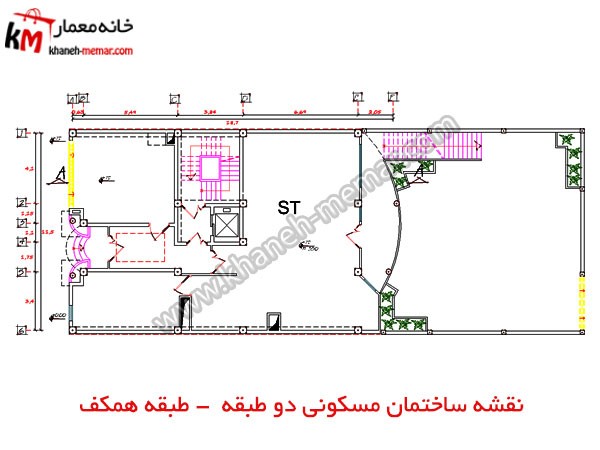 نقشه ساختمان مسکونی دو طبقه- طبقه همکف پروژه 669