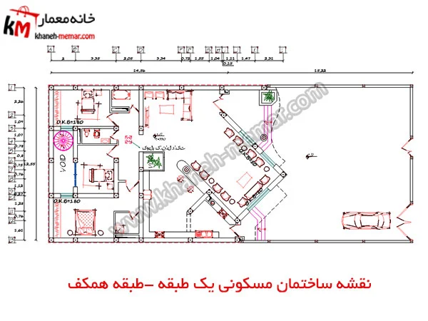 نقشه ساختمان مسکونی یک طبقه پروژه 710