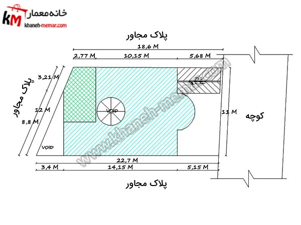 نقشه دوبلکس شمالی سه خواب 170 متری با عرض ۱۲ متر طرح هندی 5 سایت پلان نقشه دوبلکس شمالی سه خواب 170 متری