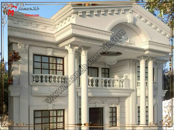 نمای ساختمان با سیمان سفید و به سبک رومی