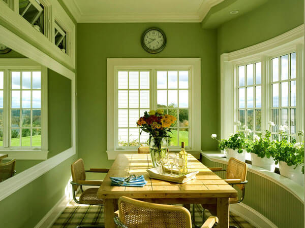 طراحی فضای ناهارخوری با رنگ سبز