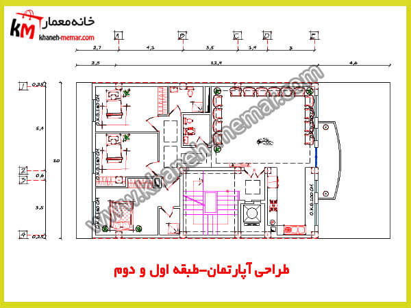 طراحی آپارتمان- طبقه اول و دوم