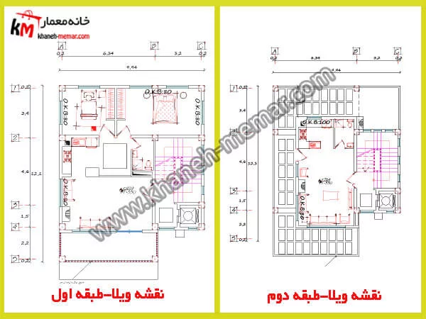نقشه ویلا-طبقه اول و دوم