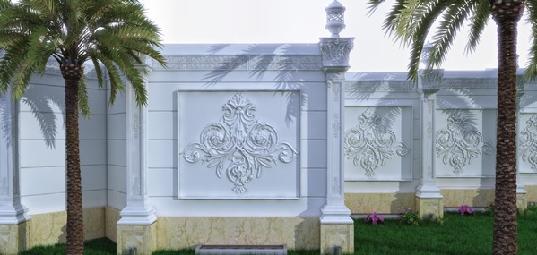 طراحی دیوار حیاط کلاسیک