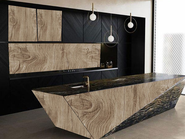 نصب آسان برچسب کابینت 2 برچسب طرح چوب